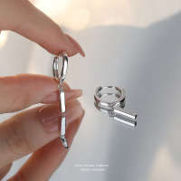 小银条耳环女s999纯银简约百搭高级感小众耳圈ins风潮流足银耳扣送女朋友老婆情人节七夕生日礼物