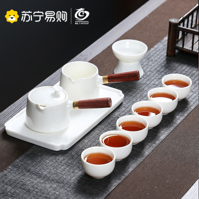 元青整套茶具(MULTIPOTENT)中国白茶具套装玉瓷功夫茶具盖碗套装白瓷侧把壶套组