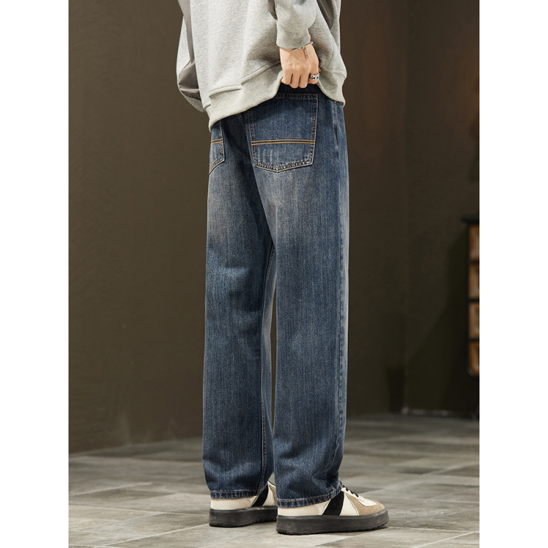裤子男牛仔裤美式高街潮牌复古新款宽松直筒水洗春秋休闲阔腿
