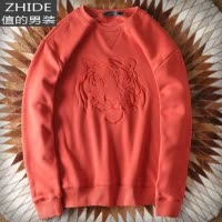 SUNTEK秋季刺绣卫衣男士加绒圆领套头上衣宽松潮牌长袖秋冬卫衣外套潮男卫衣