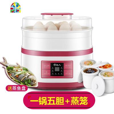 隔水炖电炖锅养生汤锅 4-6人家用全自动陶瓷超大容量电炖盅 FENGHOU 一锅五胆+蒸笼+鱼盘(双层)