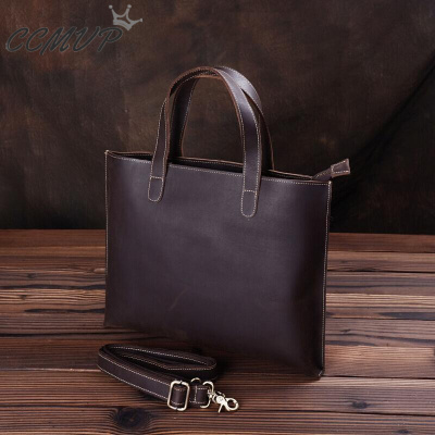 CCMVP品牌自营质量保证-CCMVP休闲品牌男秋款软皮男疯马皮单肩欧美复古休闲斜挎牛皮手提深咖啡默认颜色