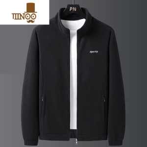 YANXU羔绒夹克男士外套加绒加厚立领卫衣摇粒绒爸爸保暖衣褂子