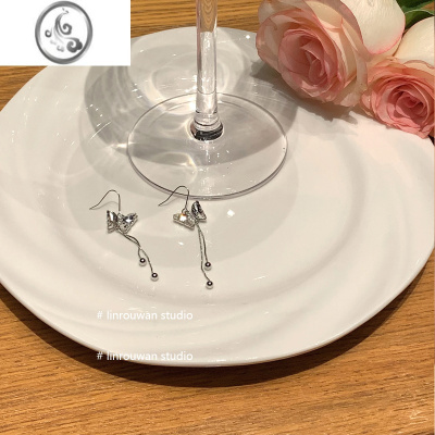 JiMi半夏微醺 蝴蝶流苏耳环女小众设计高级冷性风耳钩耳夹无耳洞耳饰