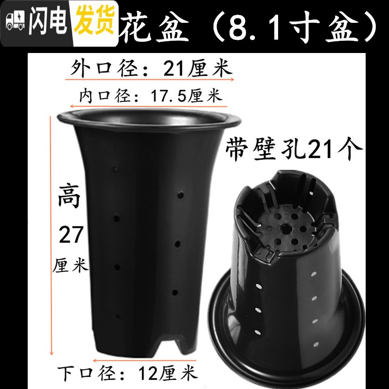 三维工匠塑料加厚加高兰盆带壁孔和不带壁孔款式花盆底自带沥水罩 2号兰花盆[8.1寸]没有拖盘 5个[同号]花盆容器