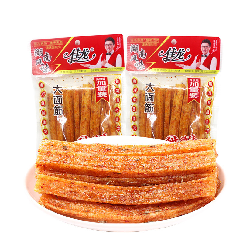 佳龙 大面筋102gx3包 辣条微辣素肉大辣片面筋制品校园休闲小零食