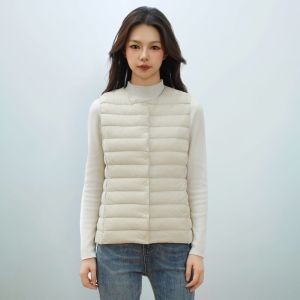女式新国标90绒新款女装圆领V领轻便羽绒服背心羽绒马甲