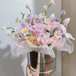 维诺亚手工编织花束diy材料包自制扭扭棒成品抱抱桶仿真花送女朋友闺蜜