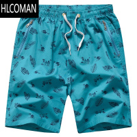 HLCOMAN男士沙滩五分短裤衩居家夏季休闲大裤头外穿宽松口袋拉链睡裤
