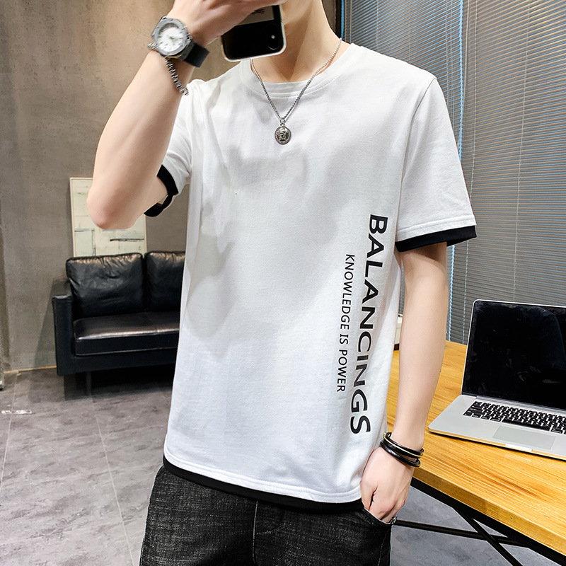 夏季新款短袖T恤男士韩版潮牌青少年纯棉体恤圆领打底衫上衣