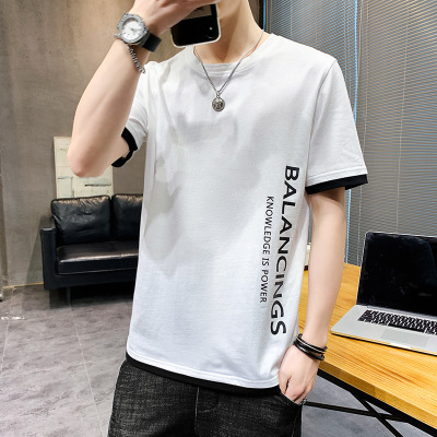 夏季新款短袖T恤男士韩版潮牌青少年纯棉体恤圆领打底衫上衣