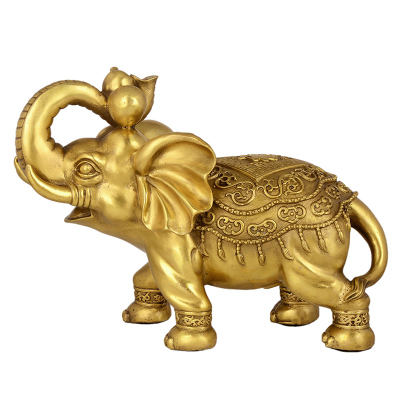 宏图好运铜大象摆件铜象客厅装饰品吸水象一对象铜象大号工艺礼品