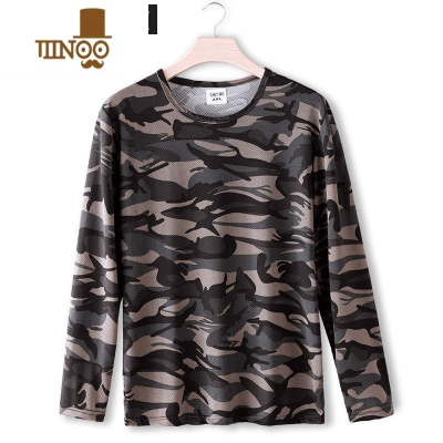 YANXU冰丝网眼长袖T恤男夏秋新款秋衣速干透气宽松防晒弹力迷彩空调衣