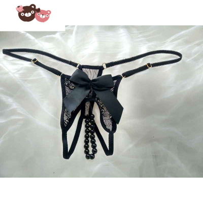 绿彩虹光黑美人性感丁字裤黑色珍珠内裤女生内裤大码胖mm情趣内衣诱惑