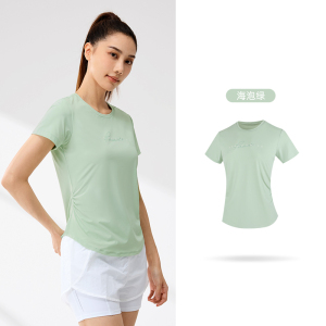 361°运动T恤女夏季新款透气修身防晒上衣纯色圆领冰感短袖女装