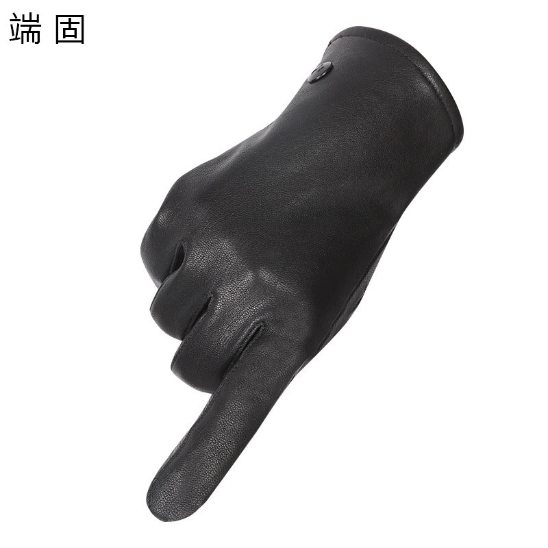 端固触屏加绒女士羊皮手套均码D18T/副