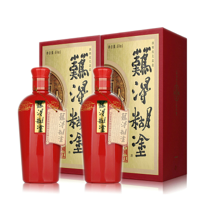 2瓶装 42度难得糊涂中国红 浓香型白酒 500毫升 配礼袋 纯粮酿造
