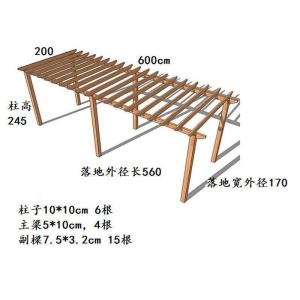 森美人防腐木葡萄架庭院碳化木户外凉亭室外廊架爬藤架花架长廊简易定做