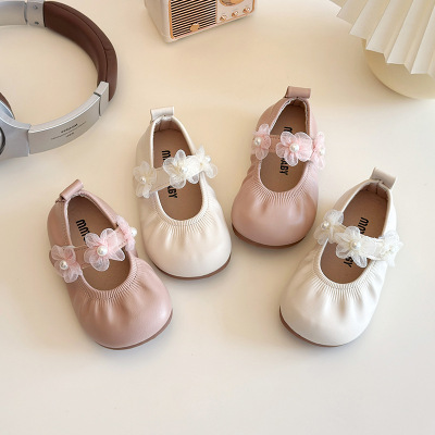 儿童皮鞋2026年春季新款小香风女童花朵公主鞋时尚女宝宝单鞋