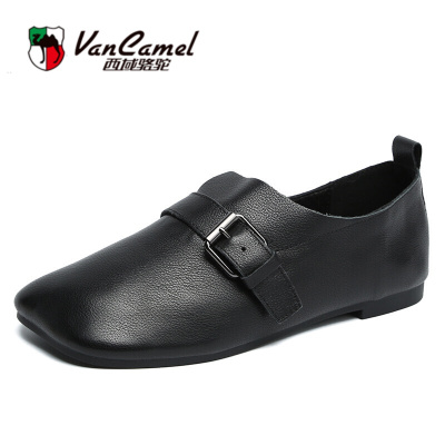 西域骆驼轻奢名品-品牌玛丽珍女鞋复古小皮鞋2021新款头层牛皮百搭韩版奶奶鞋秋网红仙女低跟单鞋