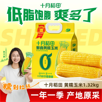 十月稻田鲜食黄糯玉米1.32kg(220g*6)香甜软滑黏糯0添加真空包装