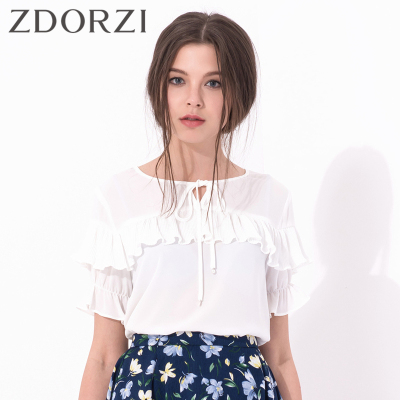 【商场同款】卓多姿夏季时尚甜美百搭雪纺衬衫女734227