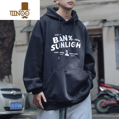 YANXU男生秋季卫衣男宽松潮ins连帽款潮牌外套2023新款情侣装上衣