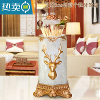 敬平牙签盒北欧家用创意自动按压牙签筒轻奢棉签盒高颜值牙签桶 时尚鹿珍珠白-牙签盒