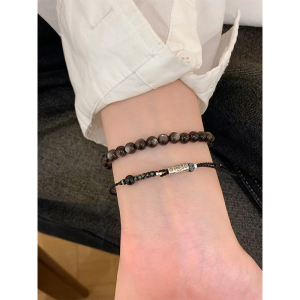 天然黑曜石转运珠手绳叠戴手串女款高级感2025新款手链轻奢送女朋友老婆情人节七夕生日礼物