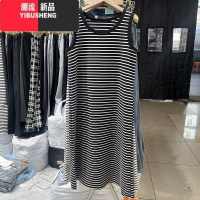 YIBUSHENG特大码300斤休闲无袖中长款打底吊带裙女胖MM宽松黑白条纹连衣裙2