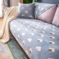 家柏饰(CORATED)北欧四季通用沙发垫防滑简约全包萬能沙发套罩布艺沙发巾沙发盖布 几何灰 70*90cm