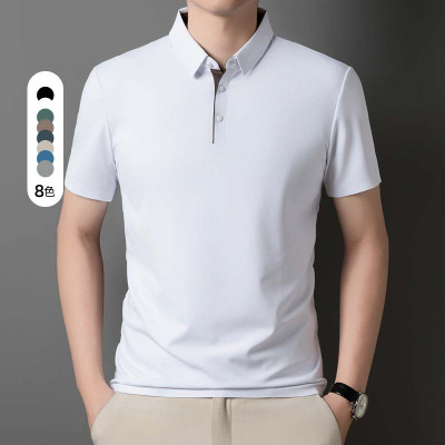 夏季新款无痕冰丝透气polo衫短袖男士T恤休闲百搭翻领商务男装