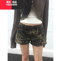 YIBUSHENG美式y2k废土风千禧辣妹豹纹休闲短裤女低腰薄款复古a字牛仔短裤