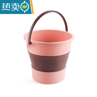 敬平折叠水桶便携式旅行洗车手提钓鱼桶家用大号可伸缩洗澡加厚塑料桶 粉色 大号