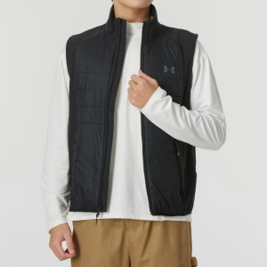 安德玛UA男子新款休闲运动保暖拉链无袖马甲外套1378505-001 ZP