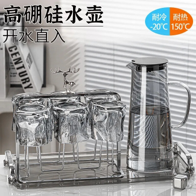 [补贴10%]冷水壶杯子套装玻璃水壶防爆耐高温凉水壶高硼硅泡茶壶热水壶轻奢