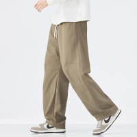 |港风早秋季新款复古弯刀裤男士宽松直筒阔腿裤美式休闲款