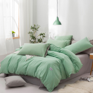 家柏饰(CORATED)全棉水洗棉四件套北欧简约全棉套件床单三件套沫香奶茶绿Y