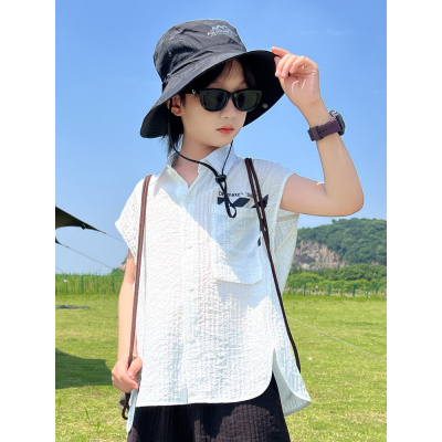 男童夏装衬衣2025新款夏季中大童儿童夏款无袖男孩衬衫薄款上衣潮