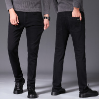 黑色牛仔裤男棉质耐磨抗静电休闲裤男士不掉色百搭修身直筒裤男款