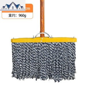 老式拖把家用普通棉布排拖木杆墩布尘推大号钢头加固棉线平板拖把 三维工匠