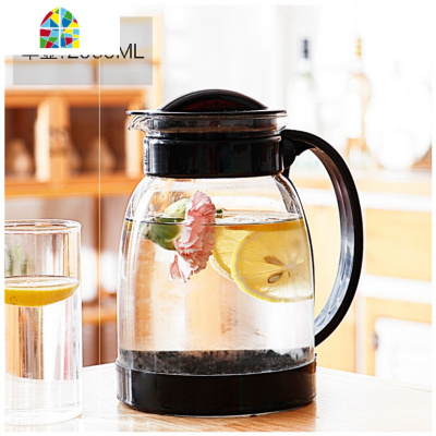 家用凉水壶玻璃耐热茶壶防爆大容量水瓶凉白开水杯高温套装冷水壶 FENGHOU 绿色2000ML可直接开水