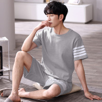 夏季睡衣男短袖短裤套装棉质加肥加大码家居服宽松休闲套装可外穿