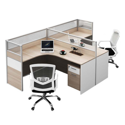 铭威盾职员屏风办公桌椅组合办公室财务桌隔断员工桌椅组合T型两人位(含柜椅)