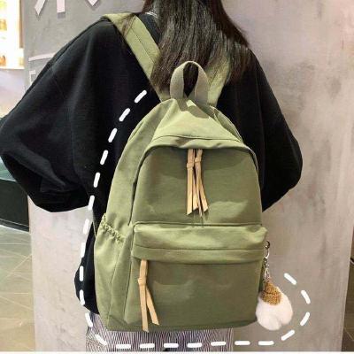 ins韩版书包女初中高中学生简约百搭大背包森系帆布少女双肩包潮莎丞