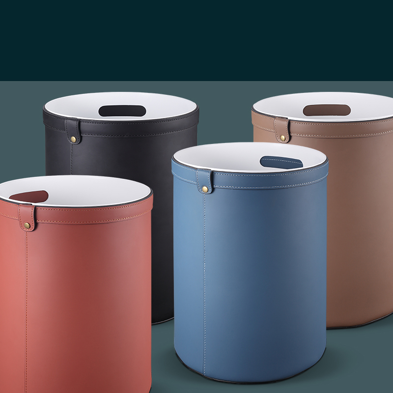 样板房软装设计师皮革收纳桶阿斯卡利(ascari)家庭垃圾分类无盖大号款