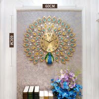 创意孔雀客厅壁饰餐厅装饰品卧室墙面墙壁装饰酒店玄关欧式壁挂件 三维工匠 双头富贵吉祥[80*78cm]