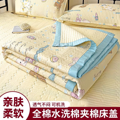 全棉床盖三件套学生宿舍榻榻米床单四季通用单人防滑炕盖