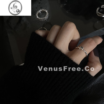 JiMi多选 巨好搭! s925银银小钻细夸张宝石水晶异形戒指男女开口