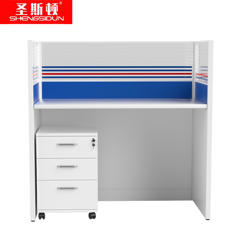 圣斯顿 Z-CJ12060-12C 1200*600*750-1200mm 直型屏风工位含木制活动柜 张 蓝/白